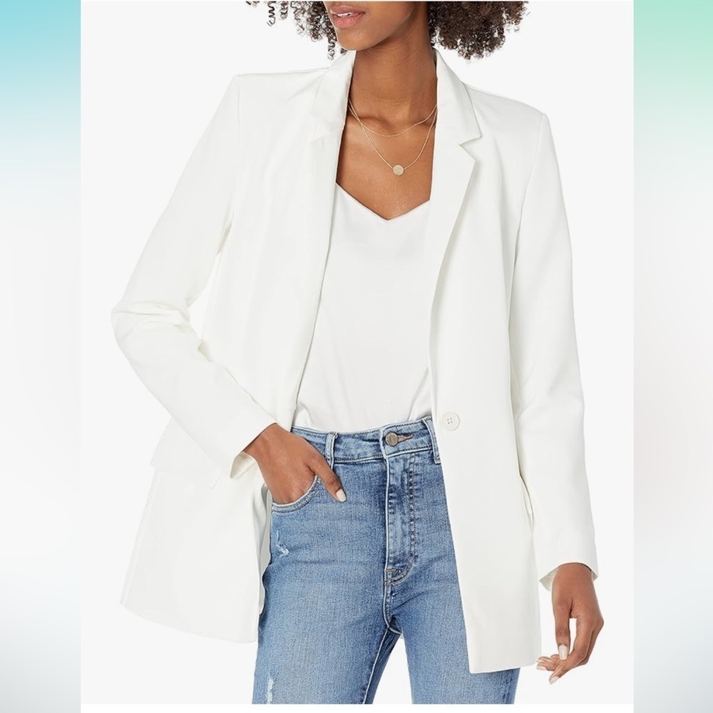 NEW The Drop Blake Ivory Oversized Single Button Long Blazer Jacket Size 2x